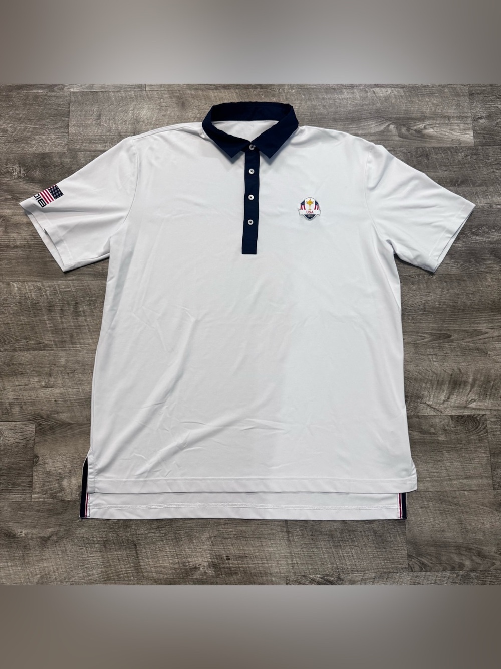 RLX Ralph Lauren 2018 USA Ryder Cup Gold Polo White Shirt Mens Sz. XL/XXL